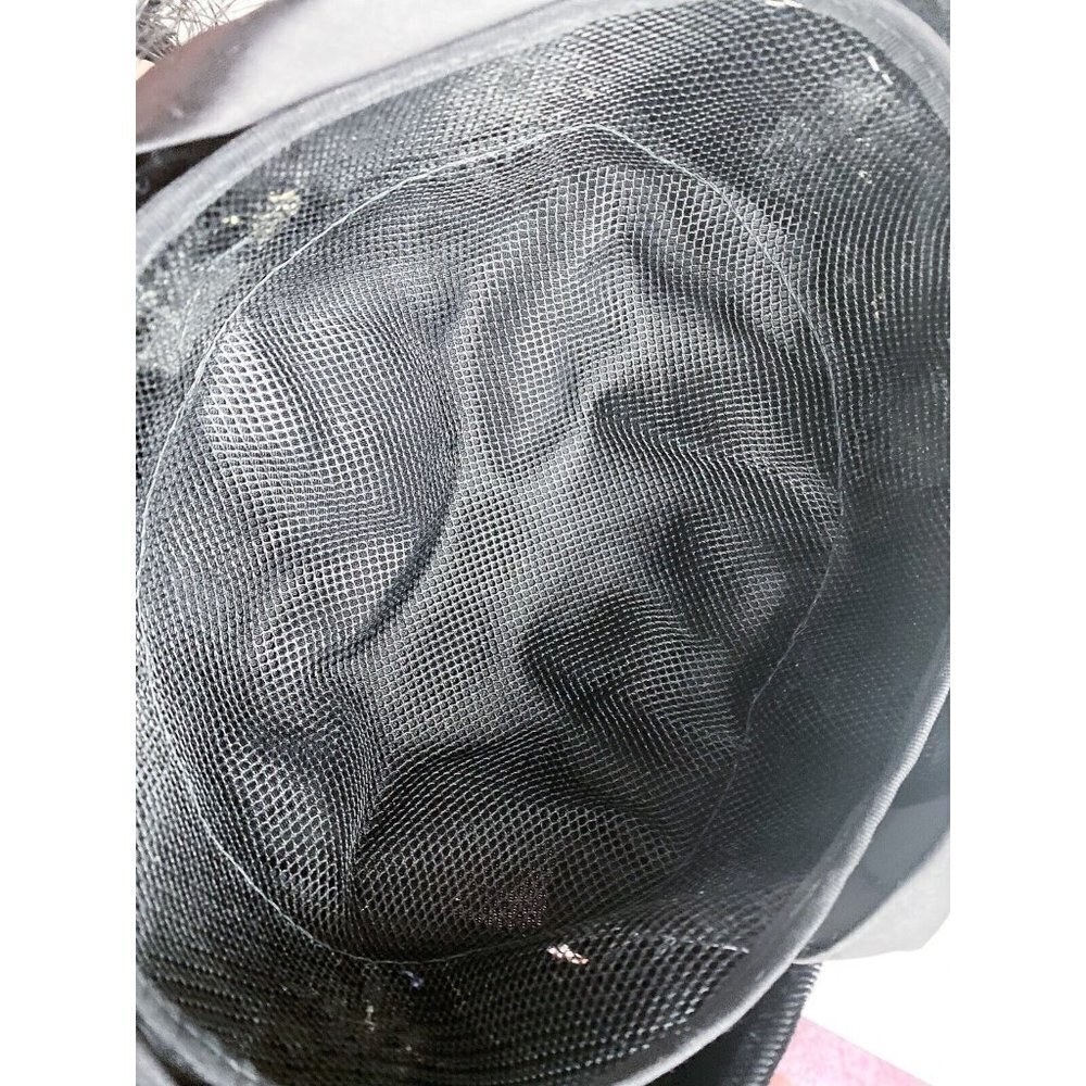 Vintage Velvet Satin  Black Pillbox gat with Mesh Overlay S - Picture 13 of 13